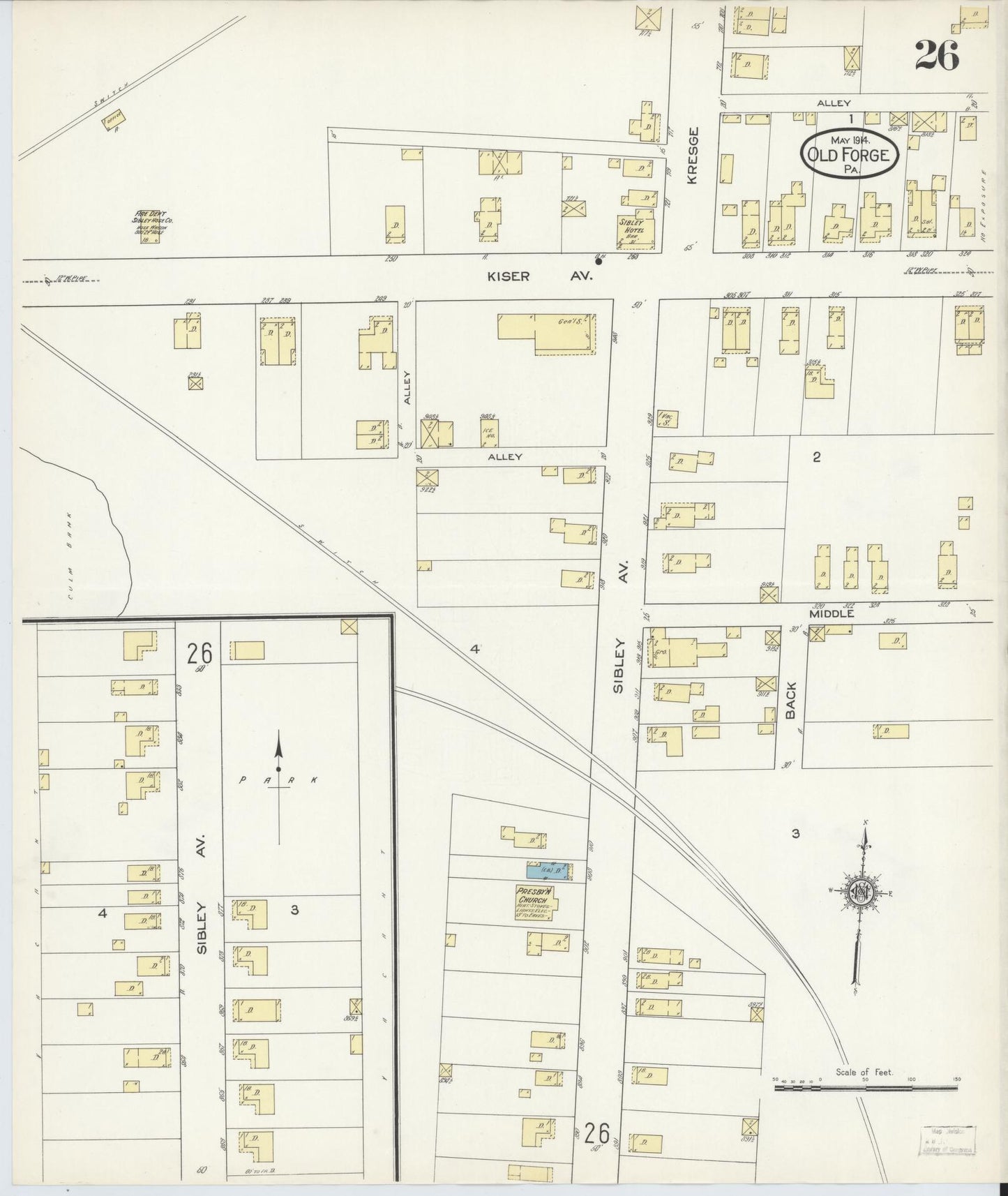 Sanborn Fire Insurance Map from Old Forge, Lackawanna County, Pennsylvania (1914), Sheet #0026 - Historic Sanborn Fire Insurance Map Print, vintage old map wall art, antique decor, genealogy gift, Pennsylvania Pennsylvania map