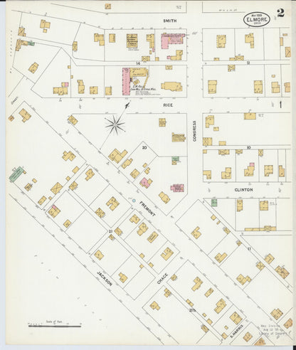 Sanborn Fire Insurance Map from Elmore, Ottawa County, Ohio (1899), Sheet #0002 - Complete Map Set gallery image, historic Sanborn map, vintage wall art, Ohio Ohio