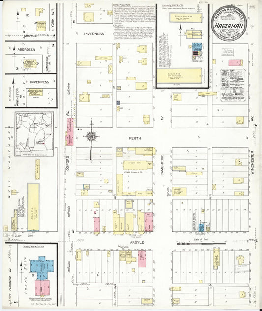 Sanborn Fire Insurance Map from Hagerman, Chaves County, New Mexico (1921), Sheet #0001 - Historic Sanborn Fire Insurance Map Print, vintage old map wall art, antique decor, genealogy gift, New Mexico New Mexico map