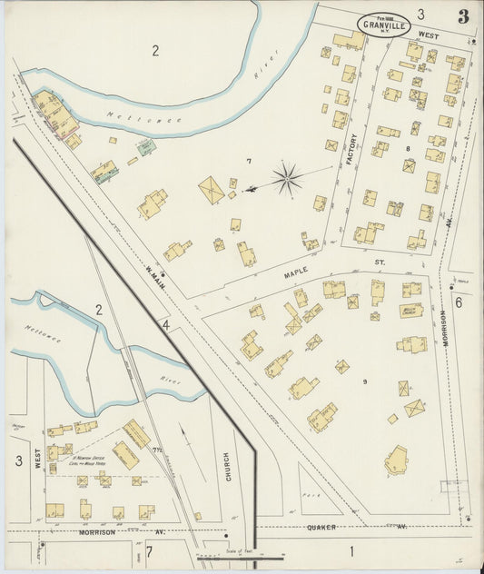 Sanborn Fire Insurance Map from Granville, Washington County, New York (1898), Sheet #0003 - Historic Sanborn Fire Insurance Map Print, vintage old map wall art, antique decor, genealogy gift, New York New York map
