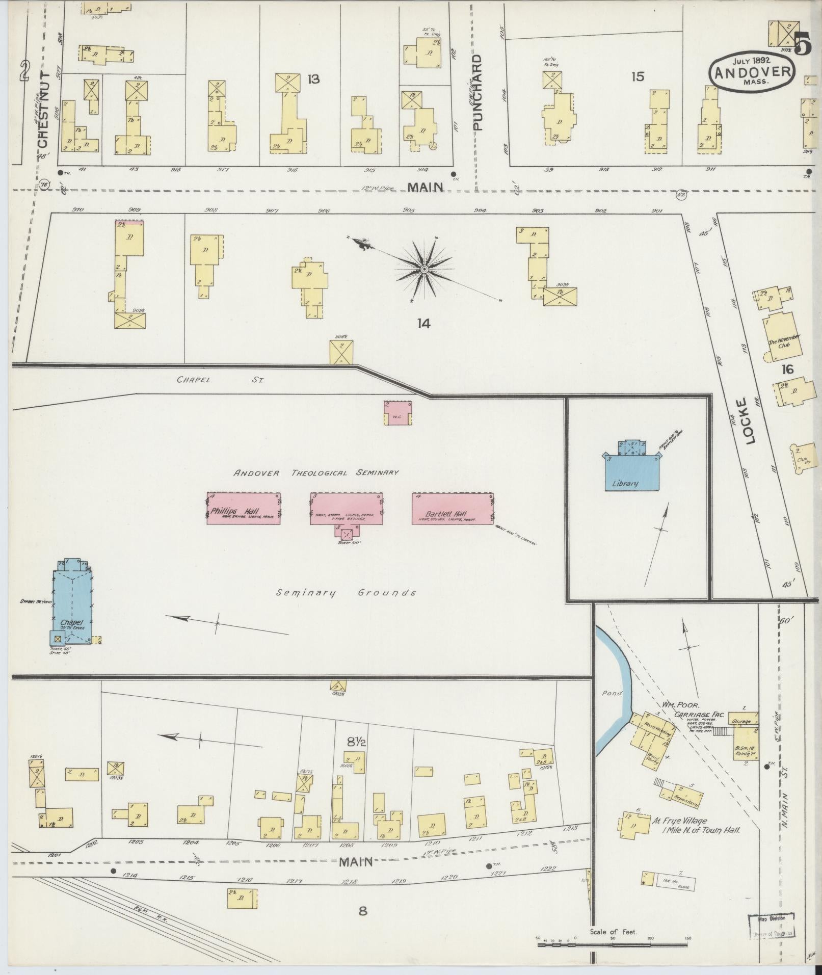 Sanborn Fire Insurance Map from Andover, Essex County, Massachusetts (1892), Sheet #0005 - Complete Map Set gallery image, historic Sanborn map, vintage wall art, Massachusetts Massachusetts