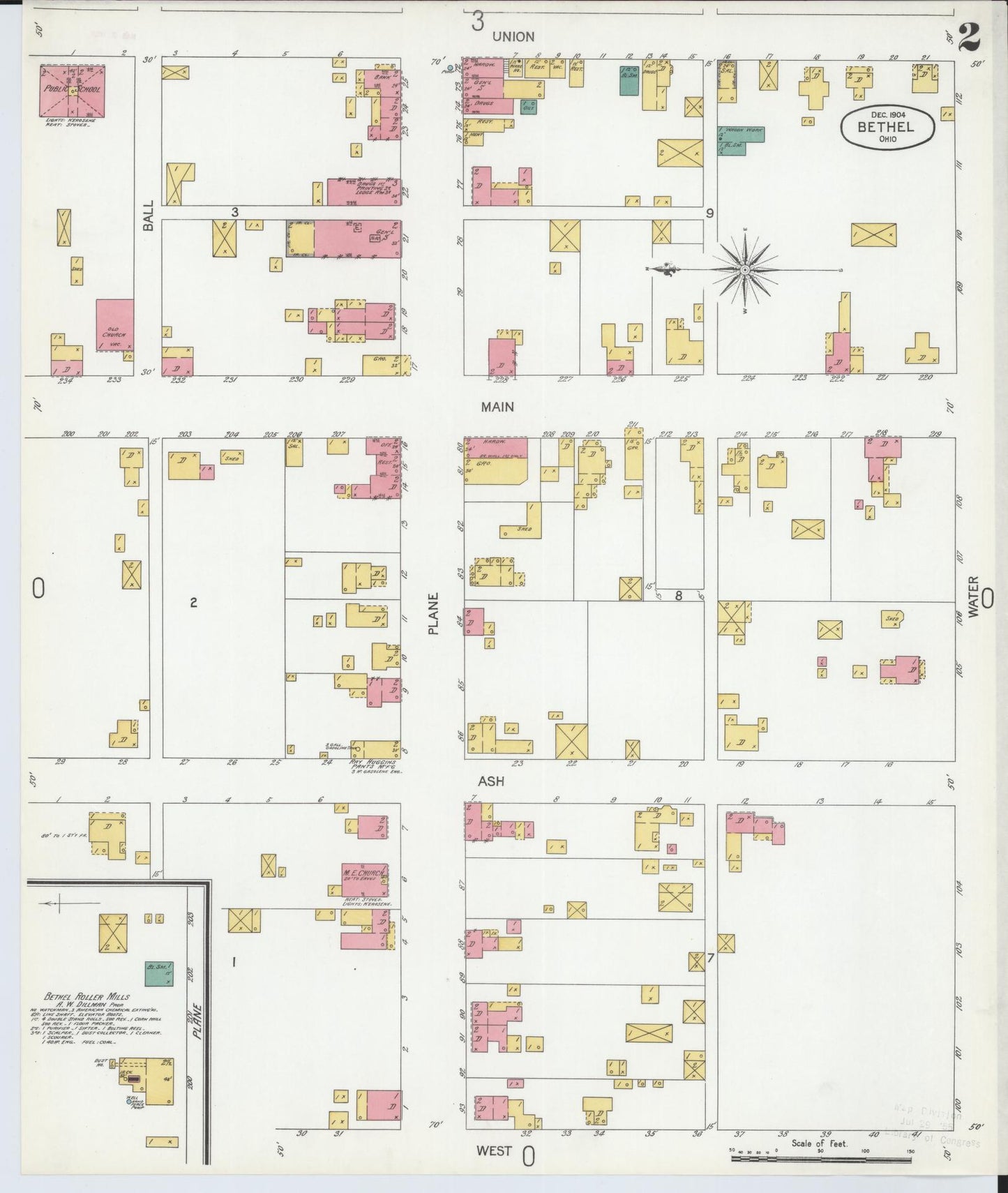 Sanborn Fire Insurance Map from Bethel, Clermont County, Ohio (1904), Sheet #0002 - Historic Sanborn Fire Insurance Map Print, vintage old map wall art, antique decor, genealogy gift, Ohio Ohio map