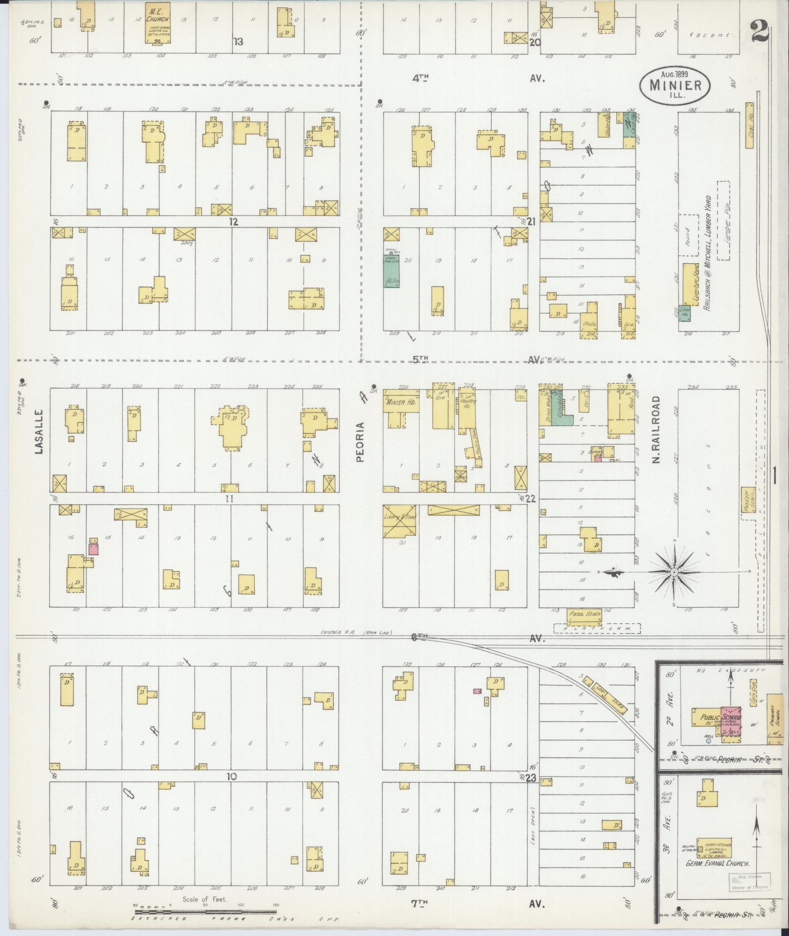 Sanborn Fire Insurance Map from Minier, Tazewell County, Illinois (1899), Sheet #0002 - Complete Map Set gallery image, historic Sanborn map, vintage wall art, Illinois Illinois