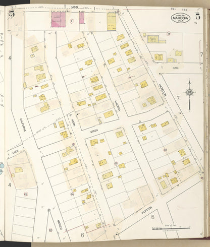 Sanborn Fire Insurance Map from Maricopa, Kern County, California (1942), Sheet #0005 - Complete Map Set gallery image, historic Sanborn map, vintage wall art, California California