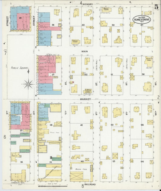 Sanborn Fire Insurance Map from Honey Grove, Fannin County, Texas (1902), Sheet #0005 - Historic Sanborn Fire Insurance Map Print, vintage old map wall art, antique decor, genealogy gift, Texas Texas map