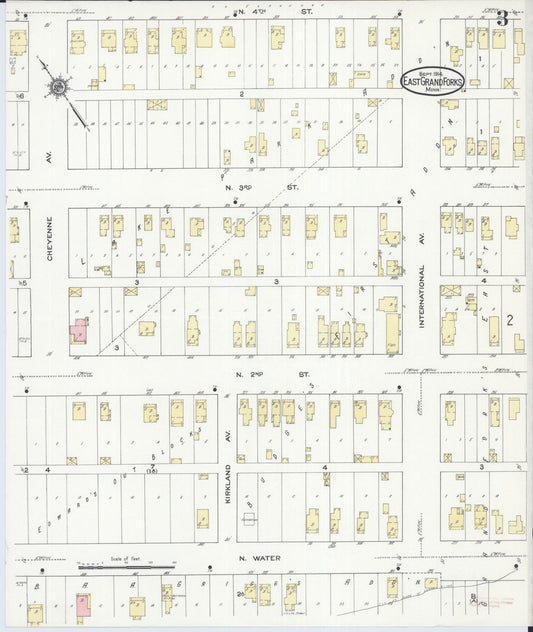 Sanborn Fire Insurance Map from East Grand Forks, Polk County, Minnesota (1914), Sheet #0003 - Historic Sanborn Fire Insurance Map Print, vintage old map wall art, antique decor, genealogy gift, Minnesota Minnesota map