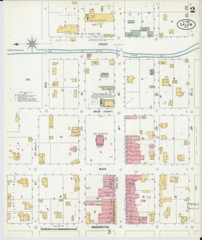 Sanborn Fire Insurance Map from Salem, Dent County, Missouri (1900), Sheet #0002 - Complete Map Set gallery image, historic Sanborn map, vintage wall art, Missouri Missouri
