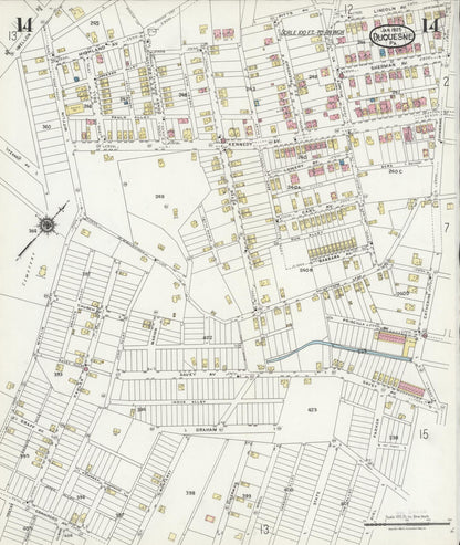 Sanborn Fire Insurance Map from Duquesne, Allegheny County, Pennsylvania (1925), Sheet #0014 - Complete Map Set gallery image, historic Sanborn map, vintage wall art, Pennsylvania Pennsylvania