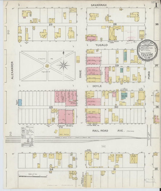 Sanborn Fire Insurance Map from Toccoa, Stephens County, Georgia. (1893) – Historic Sanborn Fire Insurance Map Print