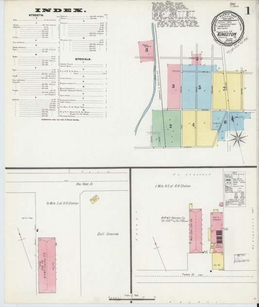 Sanborn Fire Insurance Map from Kingston, Luzerne County, Pennsylvania (1896), Sheet #0001 - Historic Sanborn Fire Insurance Map Print, vintage old map wall art, antique decor, genealogy gift, Pennsylvania Pennsylvania map