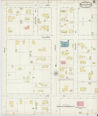 Sanborn Fire Insurance Map from Weatherford, Parker County, Texas (1894), Sheet #0006 - Complete Map Set gallery image, historic Sanborn map, vintage wall art, Texas Texas