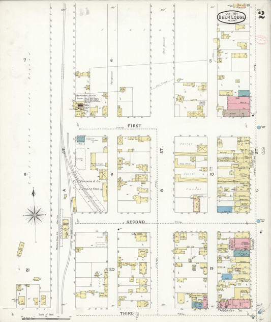 Sanborn Fire Insurance Map from Deer Lodge, Powell County, Montana (1894), Sheet #0002 - Historic Sanborn Fire Insurance Map Print, vintage old map wall art, antique decor, genealogy gift, Montana Montana map
