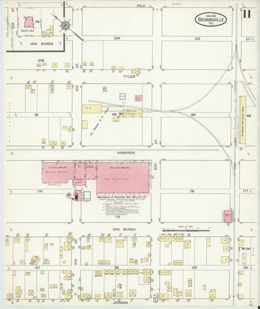 Sanborn Fire Insurance Map from Brownsville, Cameron County, Texas (1914), Sheet #0011 - Historic Sanborn Fire Insurance Map Print, vintage old map wall art, antique decor, genealogy gift, Texas Texas map