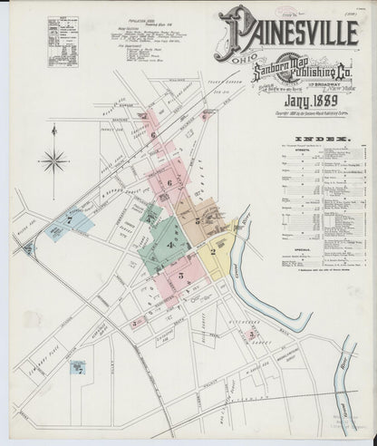 Sanborn Fire Insurance Map from Painesville, Lake County, Ohio (1889), Sheet #0001 - Complete Map Set gallery image, historic Sanborn map, vintage wall art, Ohio Ohio