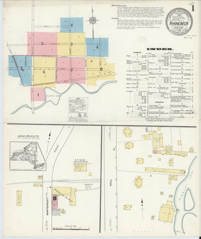 Sanborn Fire Insurance Map from Rhinebeck, Dutchess County, New York (1912), Sheet #0001 - Complete Map Set gallery image, historic Sanborn map, vintage wall art, New York New York