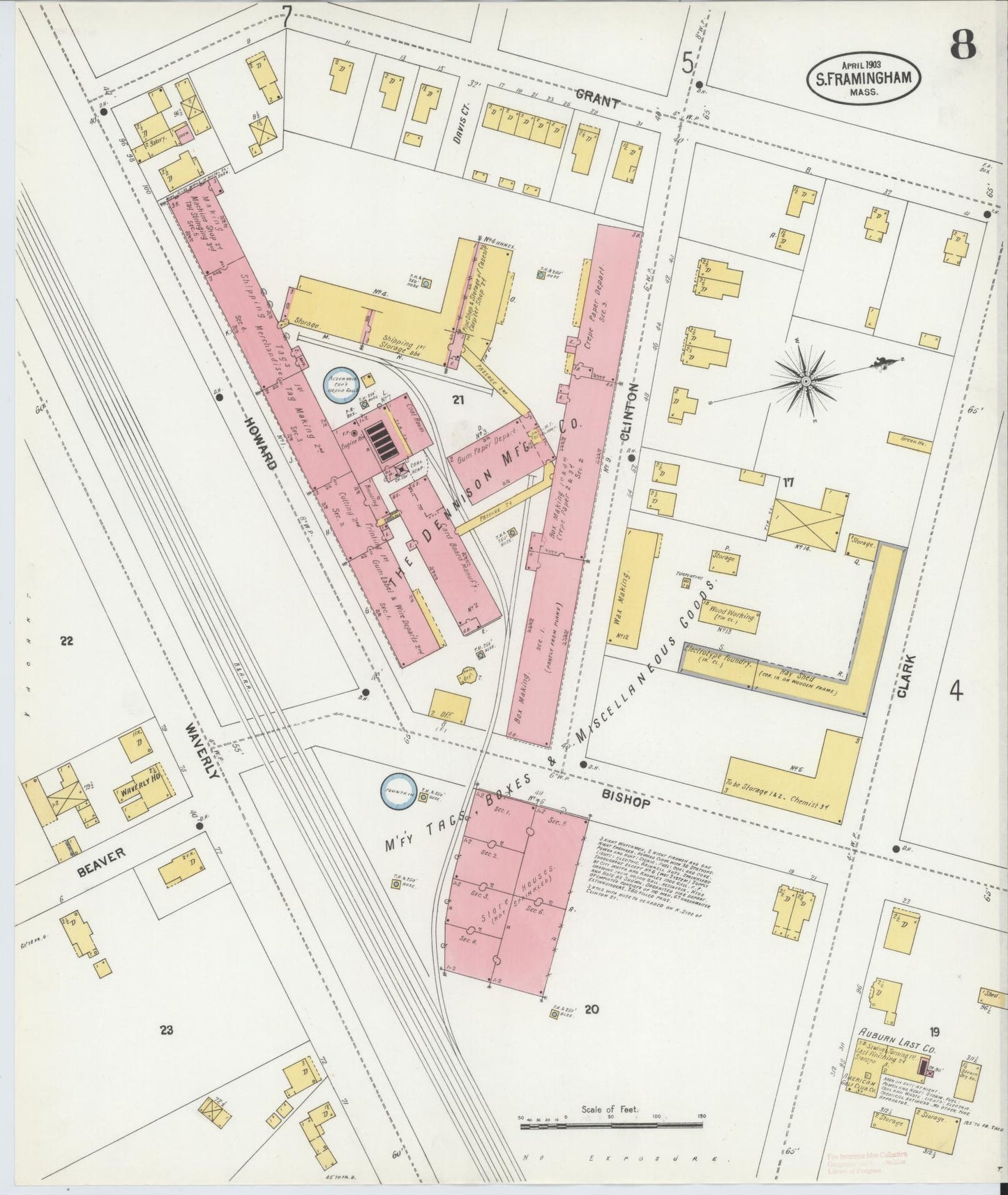 Sanborn Fire Insurance Map from South Farmington, Middlesex County, Massachusetts (1903), Sheet #0008 - Historic Sanborn Fire Insurance Map Print, vintage old map wall art, antique decor, genealogy gift, Massachusetts Massachusetts map