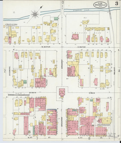 Sanborn Fire Insurance Map from Greenville, Darke County, Ohio (1898), Sheet #0003 - Historic Sanborn Fire Insurance Map Print, vintage old map wall art, antique decor, genealogy gift, Ohio Ohio map