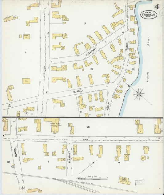 Sanborn Fire Insurance Map from Fairfield, Somerset County, Maine (1901), Sheet #0004 - Historic Sanborn Fire Insurance Map Print, vintage old map wall art, antique decor, genealogy gift, Maine Maine map