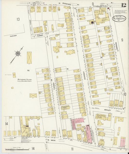 Sanborn Fire Insurance Map from Plymouth, Luzerne County, Pennsylvania (1912), Sheet #0012 - Historic Sanborn Fire Insurance Map Print, vintage old map wall art, antique decor, genealogy gift, Pennsylvania Pennsylvania map