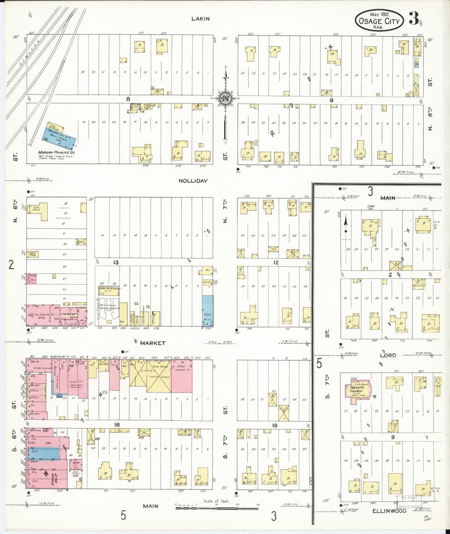 Sanborn Fire Insurance Map from Osage City, Osage County, Kansas (1912), Sheet #0003 - Complete Map Set gallery image, historic Sanborn map, vintage wall art, Kansas Kansas