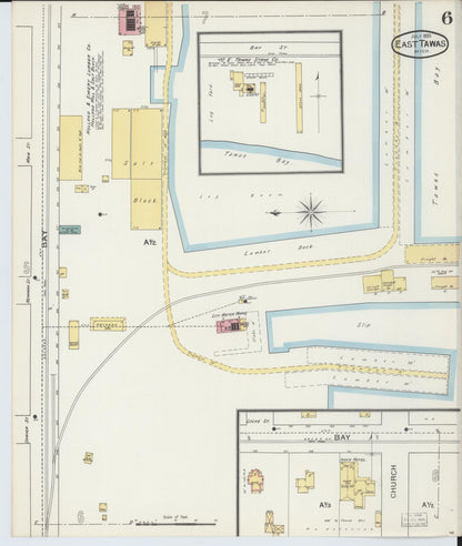 Sanborn Fire Insurance Map from East Tawas, Iosco County, Michigan (1893), Sheet #0006 - Complete Map Set gallery image, historic Sanborn map, vintage wall art, Michigan Michigan