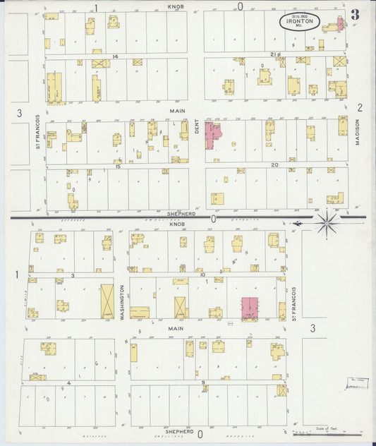 Sanborn Fire Insurance Map from Ironton, Iron County, Missouri (1900), Sheet #0003 - Historic Sanborn Fire Insurance Map Print, vintage old map wall art, antique decor, genealogy gift, Missouri Missouri map