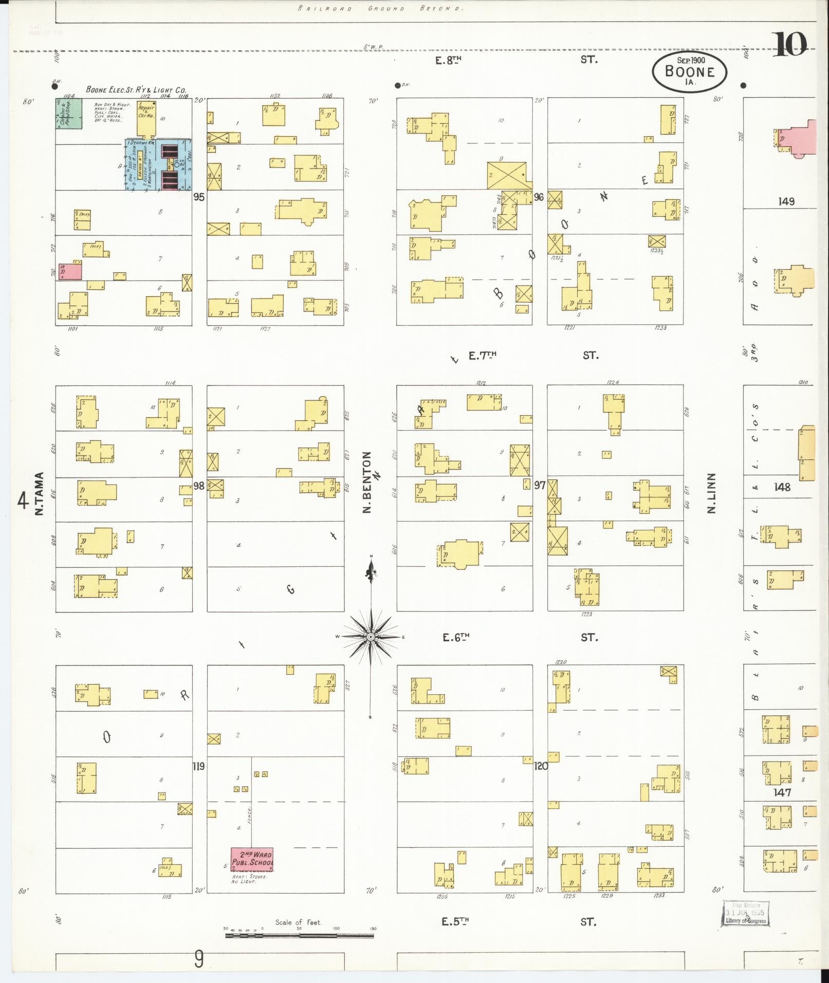 Sanborn Fire Insurance Map from Boone, Boone County, Iowa (1900), Sheet #0010 - Historic Sanborn Fire Insurance Map Print, vintage old map wall art
