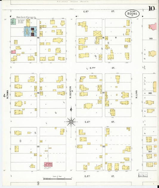 Sanborn Fire Insurance Map from Boone, Boone County, Iowa (1900), Sheet #0010 - Historic Sanborn Fire Insurance Map Print, vintage old map wall art