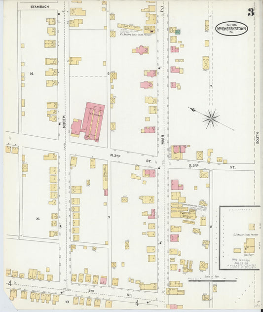 Sanborn Fire Insurance Map from McSherrystown, Adams County, Pennsylvania (1904), Sheet #0003 - Historic Sanborn Fire Insurance Map Print, vintage old map wall art, antique decor, genealogy gift, Pennsylvania Pennsylvania map