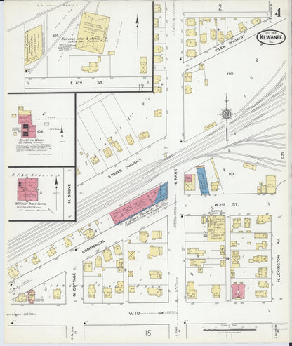 Sanborn Fire Insurance Map from Kewanee, Henry County, Illinois (1918), Sheet #0004 - Historic Sanborn Fire Insurance Map Print, vintage old map wall art, antique decor, genealogy gift, Illinois Illinois map