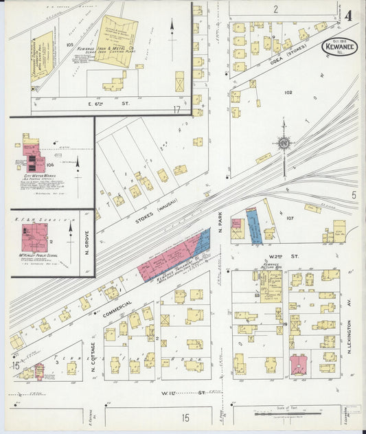 Sanborn Fire Insurance Map from Kewanee, Henry County, Illinois (1918), Sheet #0004 - Historic Sanborn Fire Insurance Map Print, vintage old map wall art, antique decor, genealogy gift, Illinois Illinois map