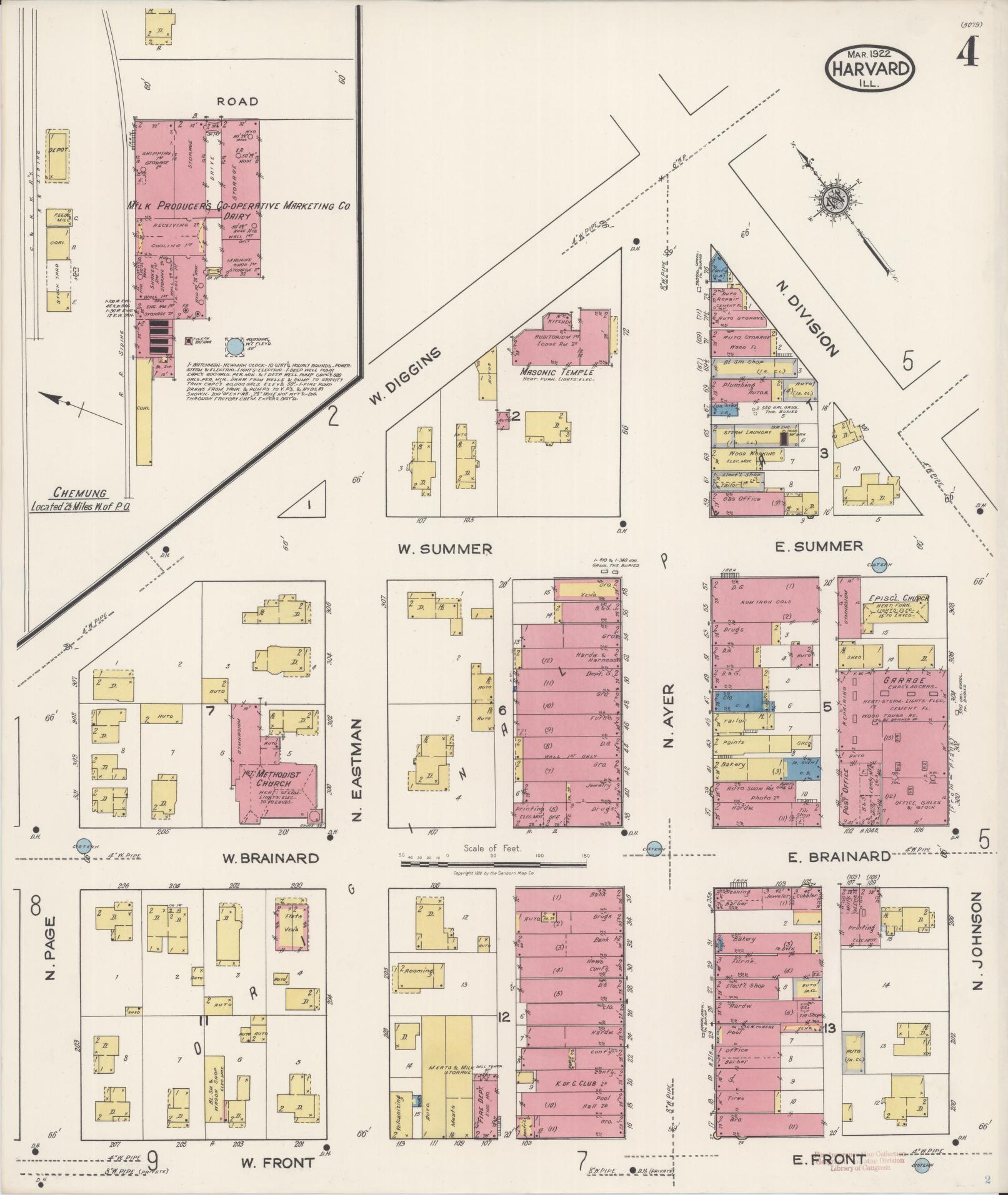 Sanborn Fire Insurance Map from Harvard, McHenry County, Illinois (1922), Sheet #0004 - Complete Map Set gallery image, historic Sanborn map, vintage wall art, Illinois Illinois