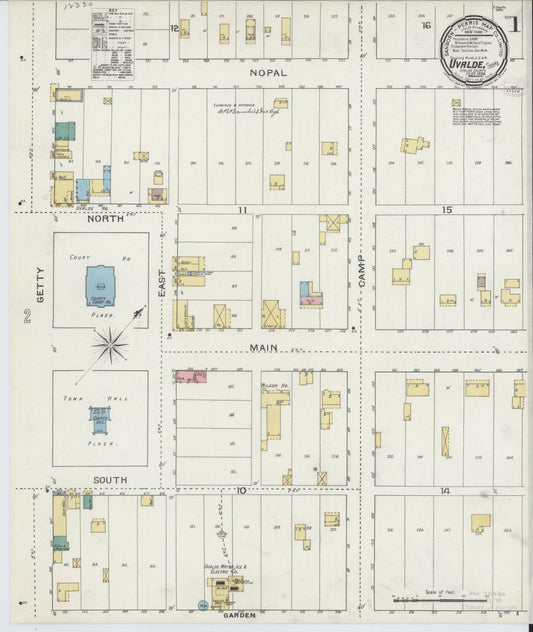 Sanborn Fire Insurance Map from Uvalde, Uvalde County, Texas (1894), Sheet #0001 - Complete Map Set gallery image, historic Sanborn map, vintage wall art, Texas Texas