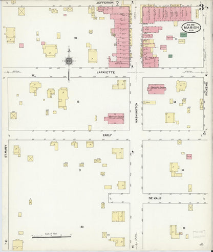 Sanborn Fire Insurance Map from Marion, Perry County, Alabama (1910), Sheet #0003 - Complete Map Set gallery image, historic Sanborn map, vintage wall art, Alabama Alabama