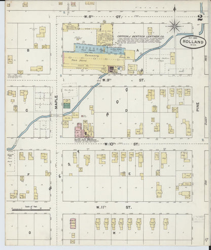 Sanborn Fire Insurance Map from Holland, Ottawa County, Michigan (1889), Sheet #0002 - Historic Sanborn Fire Insurance Map Print, vintage old map wall art, antique decor, genealogy gift, Michigan Michigan map