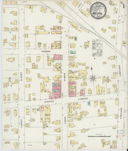 Sanborn Fire Insurance Map from Wayland, Steuben County, New York (1897), Sheet #0001 - Complete Map Set gallery image, historic Sanborn map, vintage wall art, New York New York