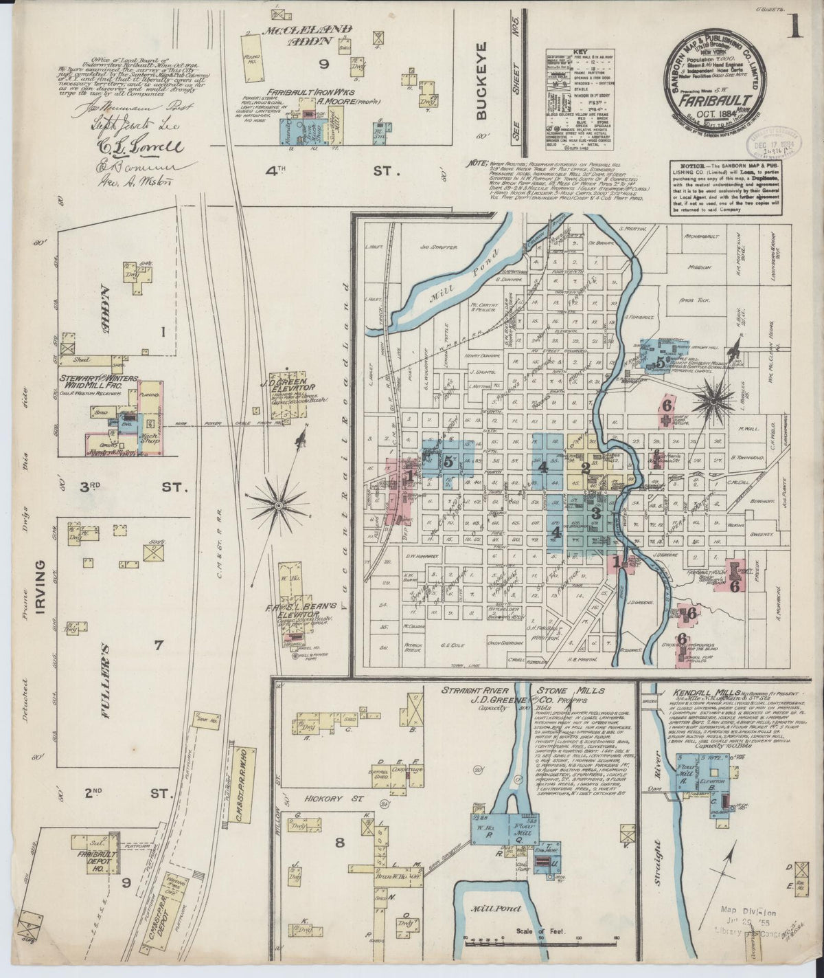 Sanborn Fire Insurance Map from Faribault, Rice County, Minnesota (1884), Sheet #0001 - Complete Map Set gallery image, historic Sanborn map, vintage wall art, Minnesota Minnesota