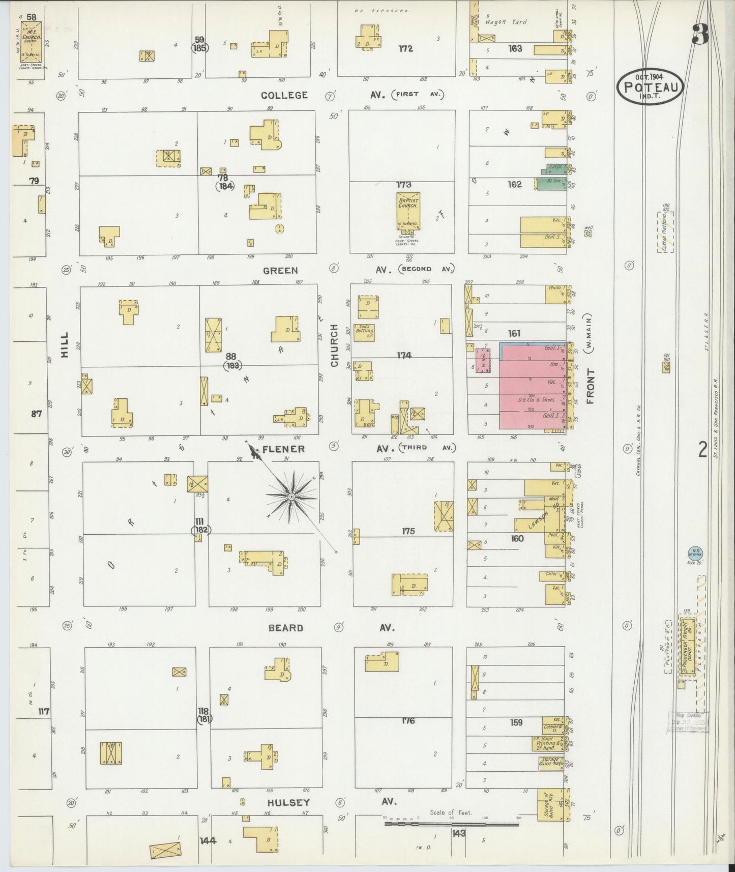 Sanborn Fire Insurance Map from Poteau, Le Flore County, Oklahoma (1904), Sheet #0003 - Complete Map Set gallery image, historic Sanborn map, vintage wall art, Oklahoma Oklahoma