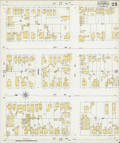 Sanborn Fire Insurance Map from Columbus, Muscogee County, Georgia (1900), Sheet #0025 - Complete Map Set gallery image, historic Sanborn map, vintage wall art, Georgia Georgia
