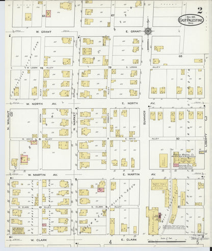 Sanborn Fire Insurance Map from East Palestine, Columbiana County, Ohio (1915), Sheet #0002 - Historic Sanborn Fire Insurance Map Print, vintage old map wall art, antique decor, genealogy gift, Ohio Ohio map