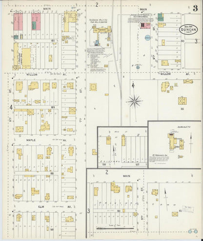 Sanborn Fire Insurance Map from Duncan, Stephens County, Oklahoma (1904), Sheet #0003 - Complete Map Set gallery image, historic Sanborn map, vintage wall art, Oklahoma Oklahoma