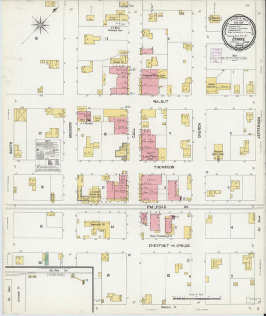 Sanborn Fire Insurance Map from Starke, Bradford County, Florida (1901), Sheet #0001 - Historic Sanborn Fire Insurance Map Print, vintage old map wall art, antique decor, genealogy gift, Florida Florida map