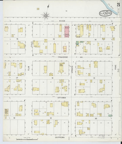 Sanborn Fire Insurance Map from Elk Rapids, Antrim County, Michigan (1895), Sheet #0003 - Complete Map Set gallery image, historic Sanborn map, vintage wall art, Michigan Michigan