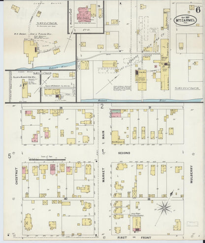 Sanborn Fire Insurance Map from Mount Carmel, Wabash County, Illinois (1897), Sheet #0006 - Complete Map Set gallery image, historic Sanborn map, vintage wall art, Illinois Illinois