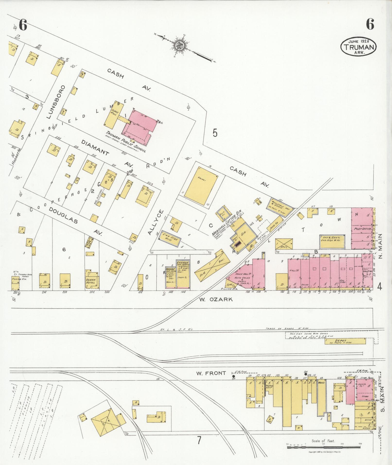 Sanborn Fire Insurance Map from Truman, Poinsett County, Arkansas (1926), Sheet #0006 - Complete Map Set gallery image, historic Sanborn map, vintage wall art, Arkansas Arkansas