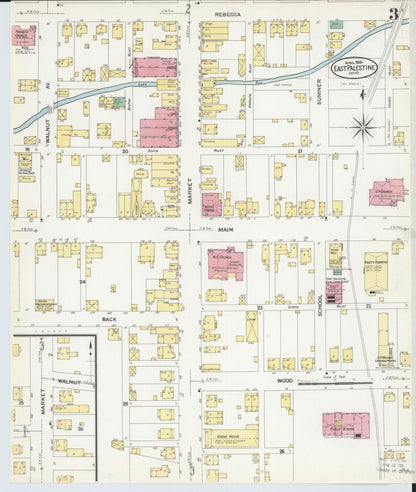 Sanborn Fire Insurance Map from East Palestine, Columbiana County, Ohio (1908), Sheet #0003 - Historic Sanborn Fire Insurance Map Print, vintage old map wall art, antique decor, genealogy gift, Ohio Ohio map