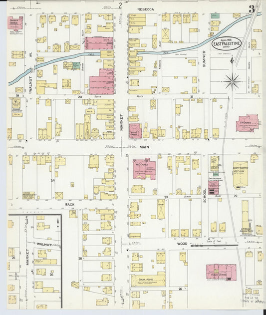 Sanborn Fire Insurance Map from East Palestine, Columbiana County, Ohio (1908), Sheet #0003 - Historic Sanborn Fire Insurance Map Print, vintage old map wall art, antique decor, genealogy gift, Ohio Ohio map