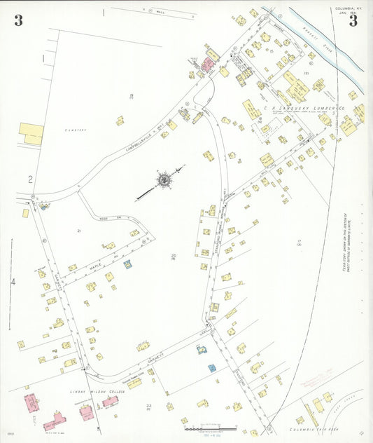 Sanborn Fire Insurance Map from Columbia, Adair County, Kentucky (1941), Sheet #0003 - Historic Sanborn Fire Insurance Map Print, vintage old map wall art, antique decor, genealogy gift, Kentucky Kentucky map