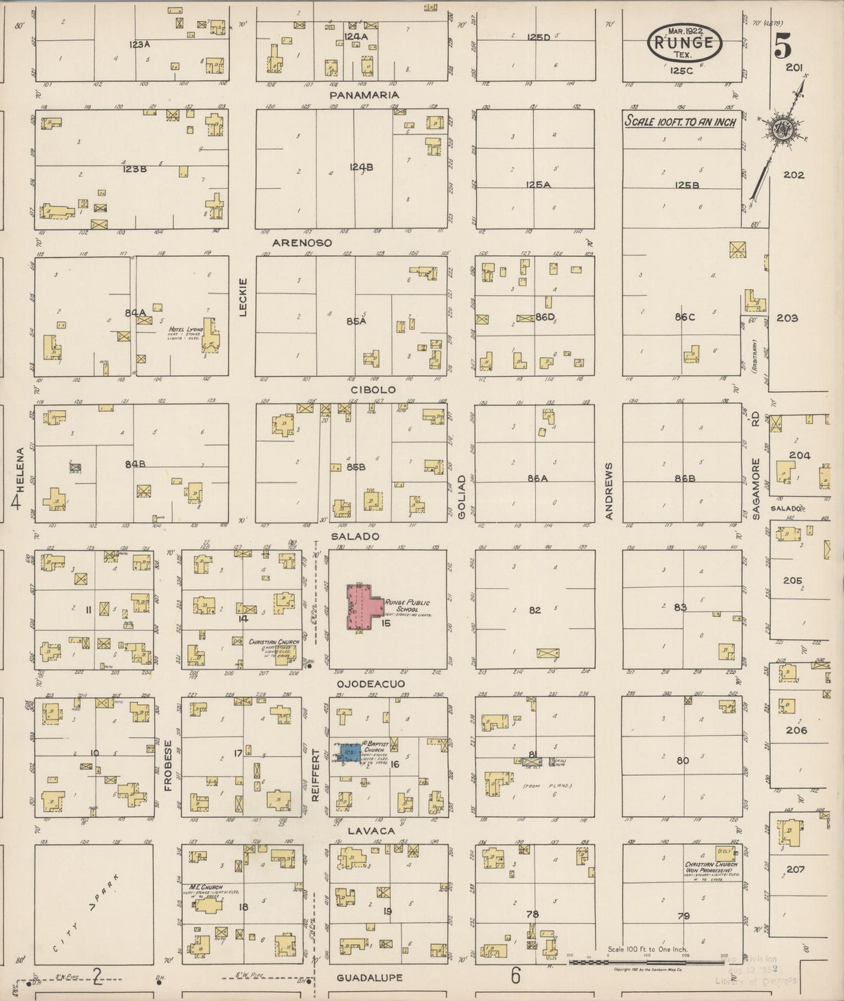 Sanborn Fire Insurance Map from Runge, Karnes County, Texas (1922), Sheet #0005 - Historic Sanborn Fire Insurance Map Print, vintage old map wall art, antique decor, genealogy gift, Texas Texas map