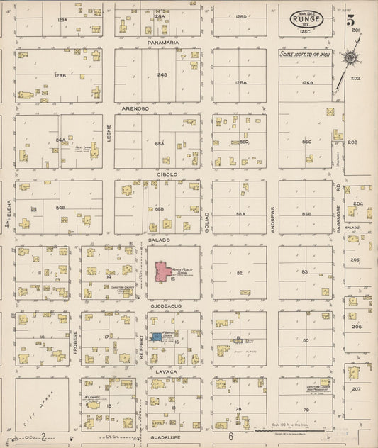 Sanborn Fire Insurance Map from Runge, Karnes County, Texas (1922), Sheet #0005 - Historic Sanborn Fire Insurance Map Print, vintage old map wall art, antique decor, genealogy gift, Texas Texas map